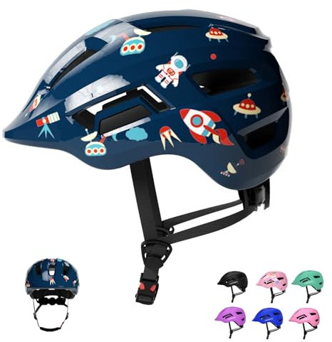 KORIMEFA Kinderhelm, Fahrradhelm Baby, Verstellbarer Helm, Sporthelm Radfahren Fahrrad Roller Skateboard Helm für Mädchen und Jungs von 2-8 Jahren Alt (Dunkelblau Astronaut, S)