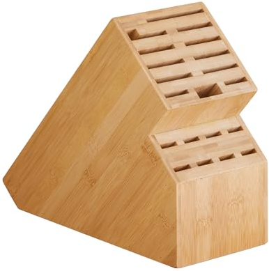 Kitsanery Knife Block Countertop Butcher's Knife Rack and Organizer 20 Slot Knife Holder Large Bamboo Knives Rack (Knife Not Included), Universal Knife Rack Strap