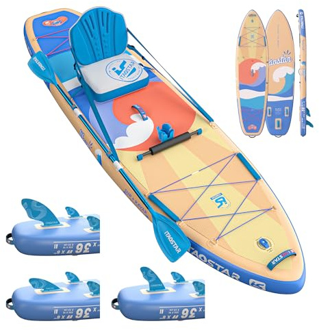 iTAOSTAR Billow - Tavola da paddle extra larga con sedile, accessori SUP one-stop, 5 pinne su misura, gonfiabile, stabile