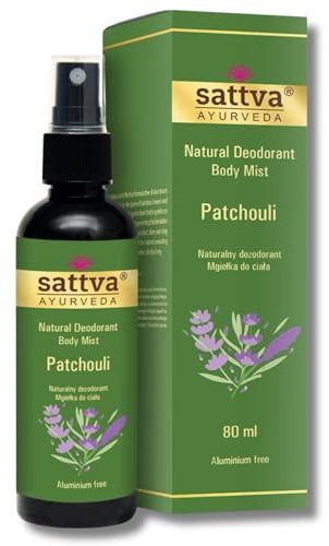 Sattva Ayurveda Natürliches Deo Spray Patchuli - Alkoholfrei, Sanft zur Haut, Aluminiumfrei - Sinnlicher Duft für Frauen - Körperspray mit Pflanzenextrakten - Deodorant für Damen, 80 ml