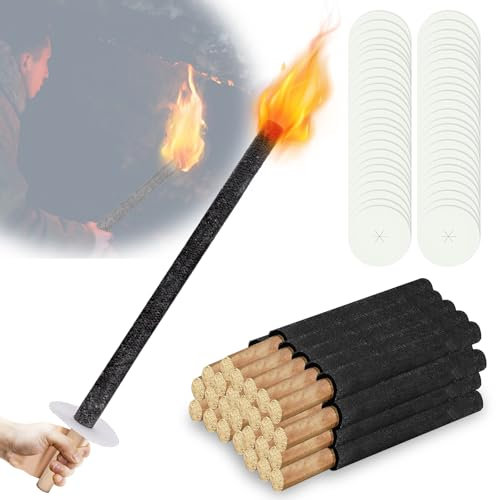 Peviasot 150 Stück Fackeln für draußen, Wachsfackel 42 cm, 45 Min. Brenndauer, Gartenfackel, für Garten, Wandern, Lagerfeuer, Weihnachten