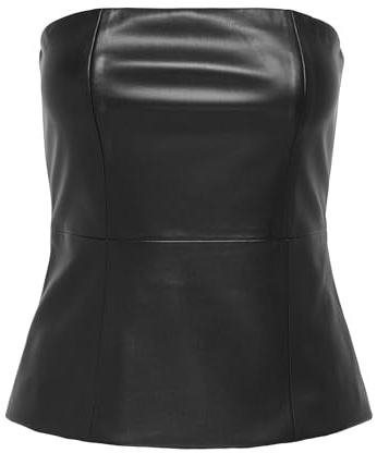 ONLY Onlstory Faux Leather Tube Top Pnt, Negro, S Mujeres