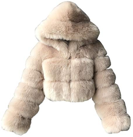 Faux Fur Coat Fluffy Sherpa Crop Jackets Long Sleeve Winter Coats Hoodie Pullover Warm Short Jacket Thermal Hooded Outerwear Plain Shaggy Overwear Comfort Casual Loungewear Coats