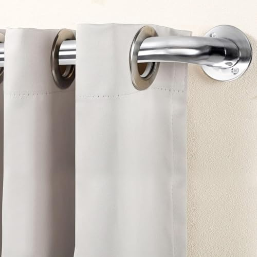 Hafaa Blackout Curtain Poles Adjustable Room Darkening Decorative Window Curtain Pole Includes 120 to 210 cm Extendable Curtain Rod, 60mm Size Finials, Rings, Brackets & Fittings Set, Chrome