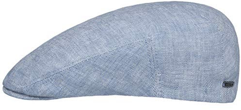 Stetson Just Linen Flatcap Damen Herren Made in EU 100% Leinen Baumwolle gefüttert Frühling Sommer hellblau 57 cm