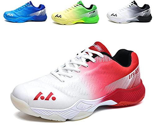 BLBK badmintonskor, squashskor, unisex volleybollskor, Vit toning röd, 43 EU