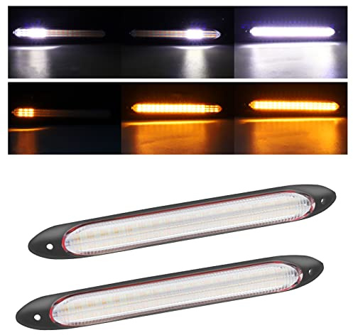 NWpangu LED Daytime Running Lights 12V Car Exterior Light Strips DRL Flowing Turn Signal Lamps Amber/White LED Driving Light Universal,2Pcs（15.5CM