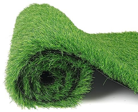 HUHJYUGE Rasenteppich Outdoor 1x5m, Kunstrasen Teppich Balkon, Rasenteppich Meterware, Kunstrasen Rasenteppich für Garten Balkone Terrassen, mit Drainagelöchern, 30mm Florhöhe