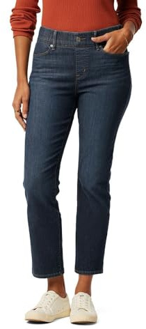 Levi Strauss Signature Gold Women's Totally Shaping Ultimate Pull-On Ankle Straight Jean Mid-Rise Stretch Denim (Available in Plus), Blue Rhythm, 12