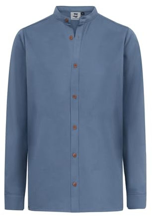 HANSEHELD Stehkragen-Hemd Baumwolle Herren Jeans Blau GOTS Organic XXL | Baumwolle | Jeansblau | Hemd | Bio | Langarm