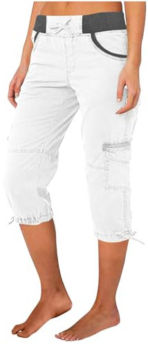 Angebote des Tages Heute blitzangebote Caprihose Damen Sommer 7/8 Hose Baumwolle Arbeitshose Hohe Taille Sommerhose Einfarbig Sporthose Regular Fit Caprihose Freizeithose Jogginghose mit
