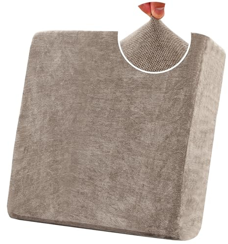 BXFUL Stretch Sofa Seat Cushion Covers, Chenille Sofa Cushion Slipcovers, High Stretch Couch Covers for Living Room Non Slip Furniture Slipcover with Elastic Bottom (1-Seater,Taupe)