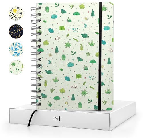 MINIMAL Cuaderno A5 Punteado Tapa Dura - Libreta A5 Bonsai - Bullet Journal A5 - Notebook A5 para Diario Personal, Lettering - Bloc de notas hojas blancas - Libretas bonitas Patterns Collection