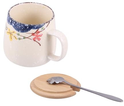 DECHOUS Keramikbecher Mit Deckel Wasserbecher Trinkbecher Tragbar Für Heimbürogebrauch Geeignet Für Kaffee Tee Milch Heiße Wasser Getränke