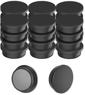 24 Imanes Extra Fuertes para Pizarras Magnéticas, Imanes Negros para Refrigerador con Alta Fuerza Adhesiva, Mini imán Redondos para Pizarras Blancas y Manualidades, 30 x 8 mm
