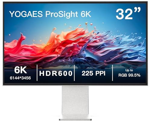 AtomFun 6K Monitor, 32 Inch IPS-6K Display (6144 × 3456), LM315STA-SSA1 Aluminium Alloy Housing and Stand, HDR 600, Brightness of 450 cd/m², Height Adjustable, Contrast Ratio 2000:1