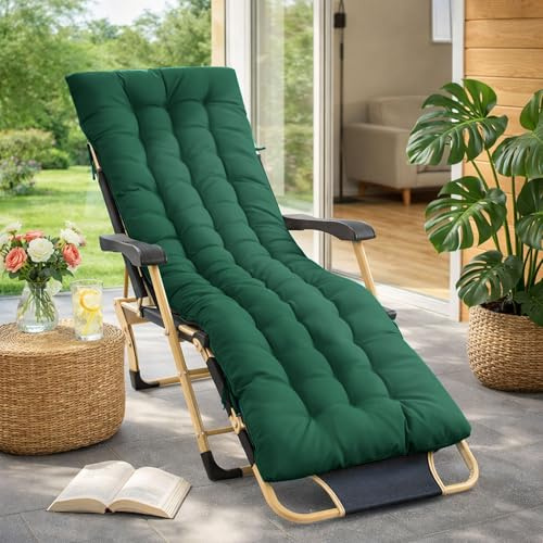 Bocguy Cojín para Tumbona de Exterior 170x50x10CM，Colchóneta para Tumbona de Jardin y Terraza y Balcón - Impermeables Colchoneta para Hamaca y Tumbona con Fijación Fácil