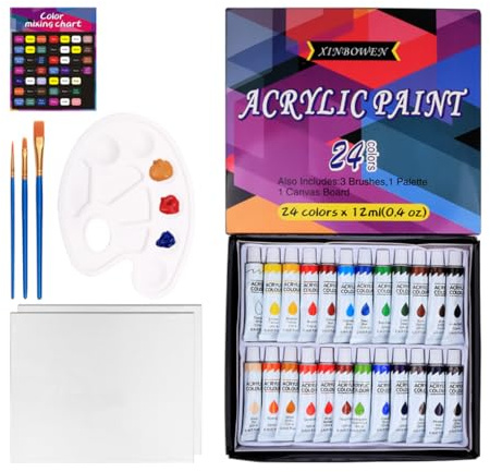 mophrati Set di colori vivaci per dipingere opere d'arte che prendono con 24 tonalità vivaci Kit di colori acrilici creativi a 24 Set acrilici