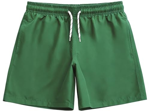 MEILONGER Boys Swimming Shorts with Liner Swim Trunks for Teen Quick Dry Board Shorts Kids 5-inch(Green,15-16)