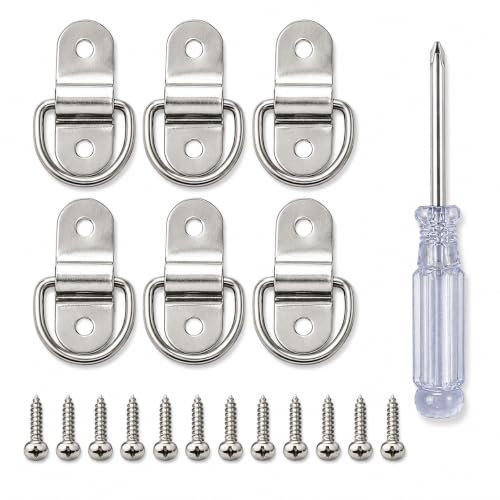 6 Pcs D Rings Heavy Duty, D Ring Tie Down Anchor Set, Stainless Steel