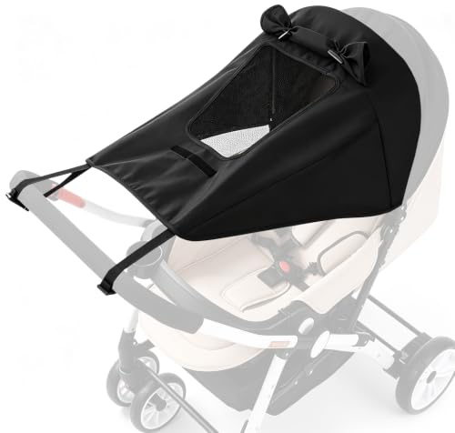 Barnvagn solskydd, solskydd för barnvagn vattentät barnvagnsparasol, buggy parasoll universal med visningsfönster och skuggving, lätt att installera