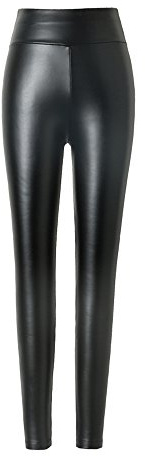 Hitueu Leggings de Piel Sintética para Mujer de Cintura Alta - Pantalones Medias Treggins con Aspecto de Cuero