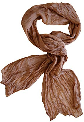 Posh Gear Mujer Hombre bufanda de Seda wrinkle scarf, Marrón 100% Seda