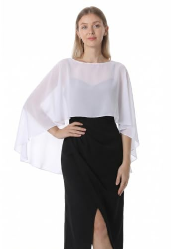 Hotshawl Chiffon Cape001 Châle pashmina Femme | Capelets légers et élégants pour femme, couverture douce pour mariage, demoiselles d'honneur, châle transparent à col formel