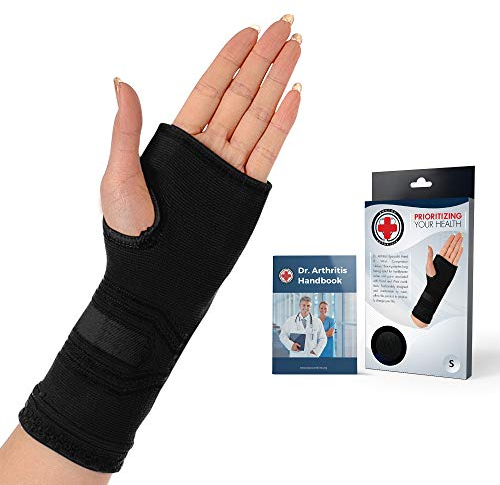 Dr. Arthritis Von Ärzten Entworfen, Handgelenk Bandagen, Handgelenkstütze, Handflächenschutz mit Gelpolster, Handgelenkbandage für Karpaltunnel, RSI, Handgelenkschoner für Rechts/Links, Schwarz, L