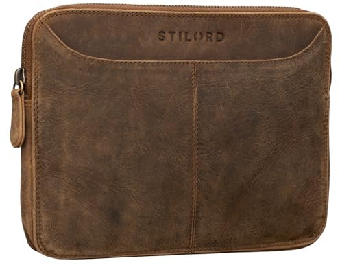 STILORD 'Tyler' Vintage Ledertasche für iPad 2018 9.7 Zoll Tablethülle Tablettasche Ledermappe Ledertasche echtes Rindsleder, Farbe:mittel - braun