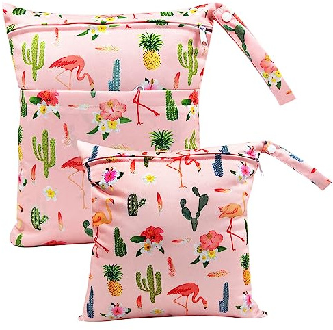 FenFang Bolsa húmeda y seca para pañales de tela, organizador de guardería, bolsas de almacenamiento, impermeable, lavable, reutilizable, con cremallera (rosa)