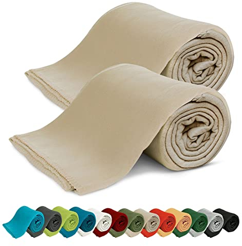 KiGATEX Fleecedecken 2er-Pack 130x160 cm – Weiche Kuscheldecken aus Polar Fleece – Oeko-TEX® Zertifiziert & pflegeleicht – Für Sofa, Bett, Garten & Haustiere – Sand