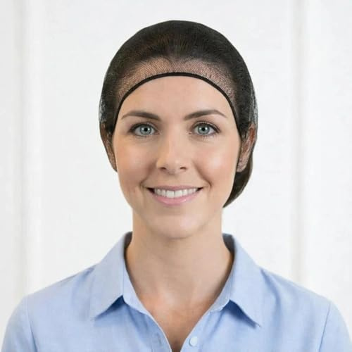 Smilco Nylon Hair Net Black 24inch, Sturdy Hair Nets Food Service, 100Pcs Disposable Hairnets for Women & Men, Perfect for Sleeping & Kitchen Food Service