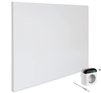 VIESTA® Chauffage mural infrarouge avec thermostat [TÉLÉCOMMANDE + CONTRÔLE WIFI] – Radiateur mural à infrarouge – Panneau infrarouge en cristal de carbone – (Modèle TH70 WIFI - 400 Watt)