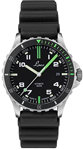 Laco Scorpion Sports Watch, Automatic Watch, Stainless Steel Case, Sapphire Glass, Waterproof, Made in Germany, Amazon 39, Strap.