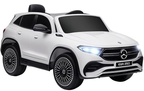 HOMCOM Coche Eléctrico para Niños Mercedes-Benz EQA Coche de Batería 12V con Control Remoto Música Bocina Velocidad 3-8 km/h para Niños de 3-8 Años 111,5x69x52,5 cm Blanco