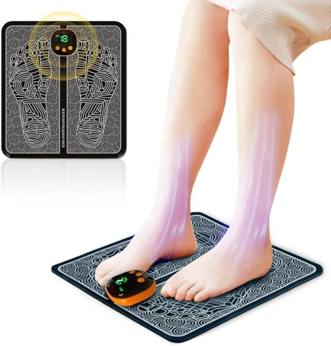 EMS Fußmassagegerät,Fußmassagegerät Elektrisch,Faltbares und Tragbares Elektrisches Fußmassagegerät zur Durchblutungs-und Muskelschmerzlinderung,8 Modi und 19 Intensitäten(Charging Type)