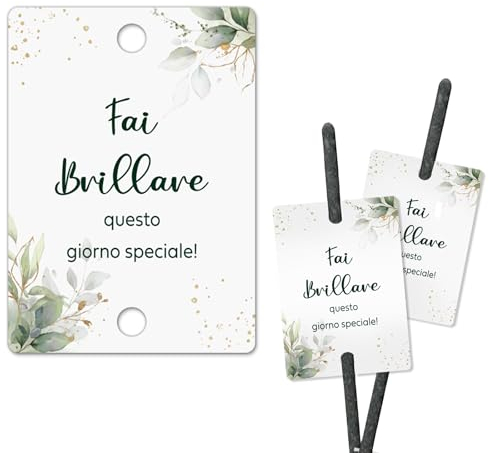 Etichette Scintille Luminose Matrimonio, Cartoncini per Stelline Scintillanti Stelle Filanti Matrimonio Nozze Sposi Taglio Torta Anniversario Compleano Decorazioni(100pz-Foglia Verde)