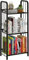 Leiterregal, Bücherregal mit 3 Ebenen, Freistehendes Regal, Büroregal, Standregal, Stabiler Metallrahmen, Lagerregal für Wohnzimmer, Schlafzimmer, Büro, Arbeitszimmer, Industrieller Stil, Schwarz