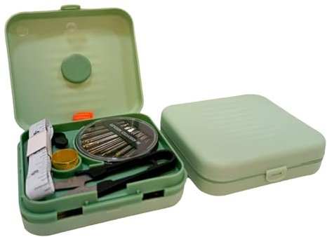 JYC CREATIVE Kit scatola da cucito portatile, kit di fili da cucitura, organizer con spillo aghi, fili (verde chiaro)
