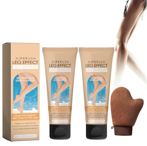 2 Pezzi Crema Autoabbronzante Lozione Abbronzante Naturale Crema Autoabbronzante Senza Sole Con Un Guanto Autobronzante, Per Viso Corpo Gambe Braccia (Natural)