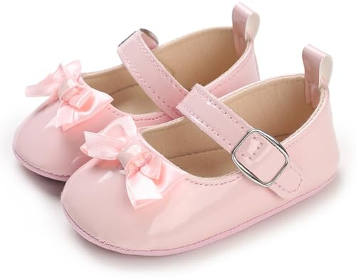 MASOCIO Baby flickskor, mjuk sko, första steg, baby, halkfria skor 0–18 månader, Rosa 2, 6-12 mois