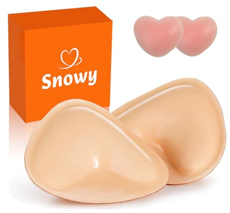 Snowy Sticky Bra Inserts,Reusable and Waterproof Double Sided Snowy Inserts,Sticky Bra Push Up for Women Dresses Bikinis (Medium (A/B Cups))