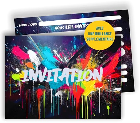 Edition Colibri Cartes d’invitation peinture – 10 cartes A6 à remplir | Invitations colorées pour anniversaire enfant, fête artistique, garçon, fille