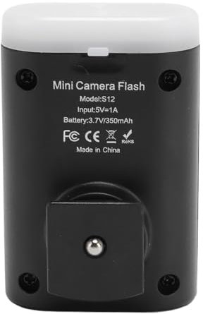 AKLOSIPY Flash de Cámara de Brillo Ajustable con Soporte Universal de Zapata Caliente, Ideal para Uso Diario y Fotografía de Viajes, Flash Recargable de 5600K con Puerto de Carga Tipo C (Black)