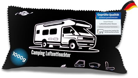 Smart-Planet Cuscino deumidificatore da campeggio, 1000 g, per camper, roulotte, camper, riutilizzabile, a prova di perdite, con indicatore di umidità, contro i vetri dell'auto, deumidificatore da 1