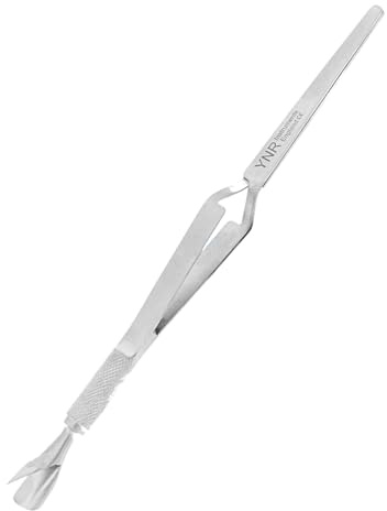 YNR Empujador de cutículas y pinzas raspadoras de uñas, removedor de cutículas y recortador de cutículas de acero inoxidable, herramienta profesional para manicura y pedicura y pinzas de precisión
