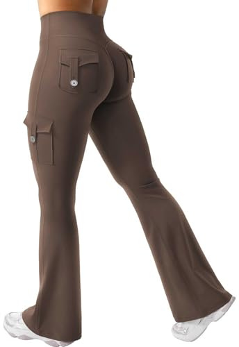 Gymleggings med fickor, utsvängda leggings i plusstorlek, bootcut-byxor med hög midja, byxor i ledig stil med breda ben, enfärgade cargo-byxor, promenadbyxor, leggings med rumplyft, träningsbyxor