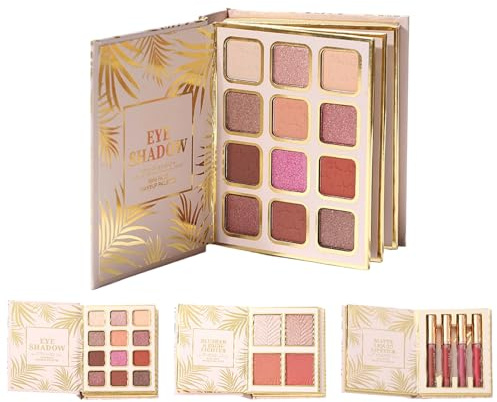 Palette de livre de maquillage – Ensemble cosmétique complet, boîte de voyage élégante, palette riche en pigments, trousse de beauté compacte, ensemble de rouge à lèvres élégant | Organisateur profess