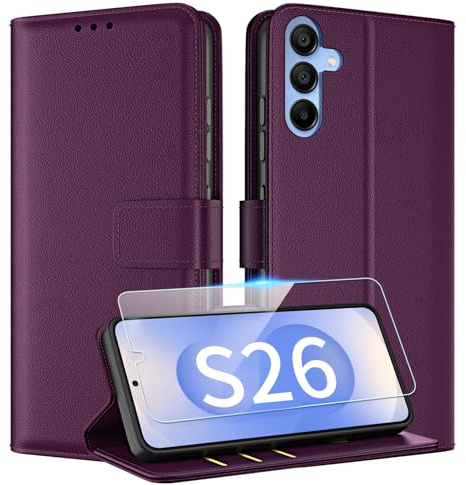TQIAHF Wallet Phone Case Cover for Samsung Galaxy S26,Dark Purple